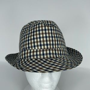 Men’s Pendleton Navy Blue, Brown and Creamy White Houndstooth Fedora Hat